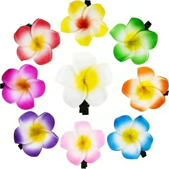 2 Pieces Plumeria Flower Hair Clips Hawaiian Foam Flower Clips - Picture 4 of 6